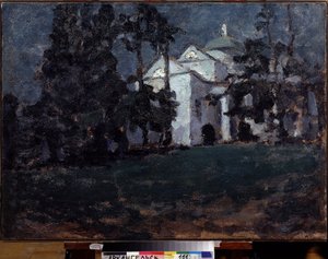 Bir Parkta Ev. Resim, Ilya Ivanovich Mashkov (Ilia Mashkov, Matchkov) (1881-1944), tuval üzerine yağlı boya by Ilya Ivanovich Mashkov