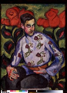 Çiçekli Bir Gömlekli Bir Çocuk Portresi. Ilya Ivanovich Mashkov'un (Ilia Mashkov, Matchkov) (1881-1944) tablosu, tuval üzerine yağlıboya by Ilya Ivanovich Mashkov