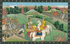 Lord Krishna ve Arjuna arasındaki diyalog, c. 1830