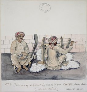 AS10 Cilt.52 ff.3 4896.cat.201 i-iv Pamuk çırçırlayan iki adam, Bombay, c.1873 (kağıt üzerine suluboya) by Indian School