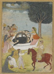 Kuyuda Bir Grup Kadın (kağıt üzerinde opak wc ve altın) by Indian School