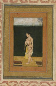 Bahçede Yürüyen Bir Hanım, Resimli Albüm folyosu, c.1730 by Indian School