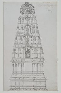 Beş katlı bir gopuram by Indian School