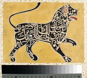 Kaligrafiden yapılmış bir aslan, 1800 dolayları by Indian School