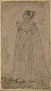 Bir prenses güneşe tapıyor, c.1600 (kağıt üzerinde opak wc ve altın) by Indian School