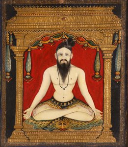 Bir sadhu (tutkal, boya ve altın) by Indian School