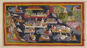 Ekle 15296 (1) f.103r, İki prens şimdi sürgündeki kardeşleri gibi çileci kıyafetleri giymeye karar verdiler, Hâlâ sağdaki kamplarında, Bharata Guha