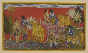 15296 (2) f.5r ekleyin, Hanuman şimdi Rama ve Laksmana