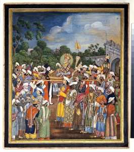 Ekber Şah II, İngiliz Sakinini Kabul Ediyor, 1810 dolayları by Indian School