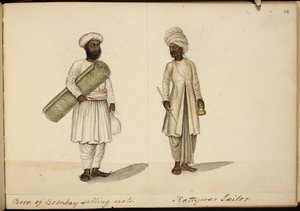 Bohori paspas satıcısı; kathiawar terzi by Indian School
