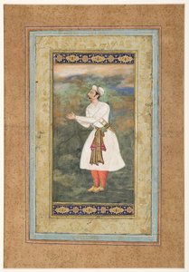 Büyük Saygıyla Duran Saraylı, c.1575 (kağıt üzerinde opak wc ve altın rengi) by Indian School