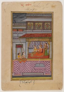 Dipaka Raga, dağınık bir Ragamala serisinden sayfa, c.1800 (kağıt üzerinde wc ve altın) by Indian School