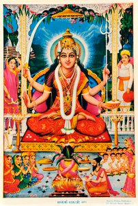 Durga, Vişnu by Indian School