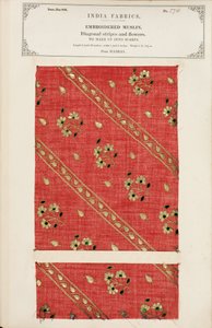 John Forbes Watson tarafından 1866'da yayınlanan The Collection of the Textile Manufacturers of India'dan Madras'tan işlemeli muslin örneği by Indian School