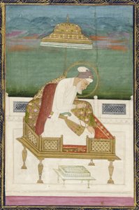 İmparator Aurangzeb; ters: kaligrafik pano, resimli müstakil albüm folyosu, 1619 by Indian School