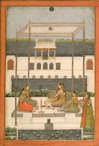 Babür Sarayı bahçesinde akşam partisi, Lucknow veya Murshidabad, Batı Bengal, 1760 by Indian School