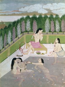 Girls Bathing, Pahari Style, Kangra School, Himachel Pradesh, 18th century 
