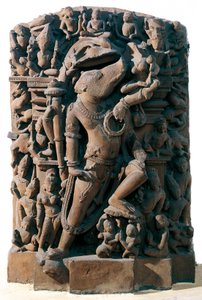 Hint Sanatı: Bir yaban domuzu şeklinde Hindu ilahi Vishnu. Hindistan, Khajuraho