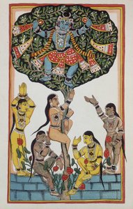 Krishna ve 5 tanrıça by Indian School