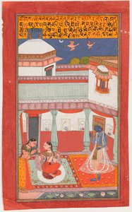 Krishna ve Radha bir Sakhi ile by Indian School