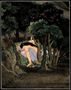 Radha tarafından Krishna enlace (Krishna Radha tarafından kucaklandı) - Art India, guaj sur papier, vers 1775 by Indian School