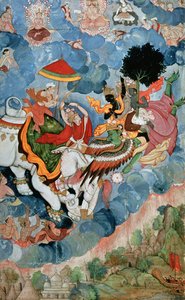Krishnas Indra ile savaş, c.1590 by Indian School
