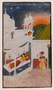 Lalita Ragini, Dağınık Ragamala Serisinden Sayfa, c.1640 (kağıt üzerinde opak tuvalet) by Indian School