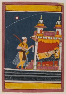 Lalita Ragini, c.1650 (kağıt üzerinde wc ve altın) by Indian School