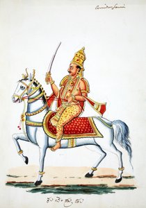 Lord Kalki atında Devadatta elinde kılıçla (kağıt üzerinde wc) by Indian School