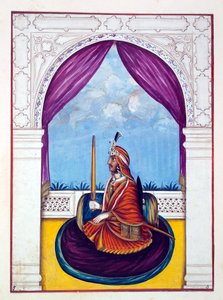 Maharaja Nau Nihal Singh, The Kingdom of the Punjab, its Rulers and Chiefs, cilt I, kimliği belirsiz bir Hintli sanatçının 27 suluboya çalışması, c.1840 (kağıt üzerinde wc) by Indian School