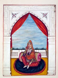 Maharani Chand Kaur, The Kingdom of the Punjab, its Rulers and Chiefs, cilt I, kimliği belirsiz bir Hintli sanatçının 27 suluboya çalışması, c.1840 (kağıt üzerinde wc) by Indian School
