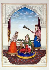 Maharani Jindan, The Kingdom of the Punjab, its Rulers and Chiefs, cilt I, kimliği belirsiz bir Hintli sanatçının 27 suluboya çalışması, c.1840 (kağıt üzerinde wc) by Indian School