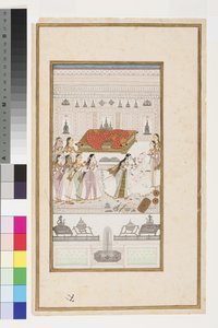 Manohar babasının kollarına düşer, yaklaşık 1710 by Indian School