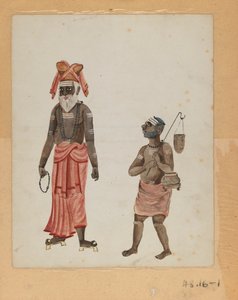 Hintlileri farklı mesleklerden gösteren dokuz resimden biri (kağıt üzerinde wc) by Indian School