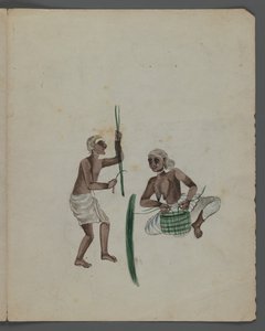 Hintlileri farklı mesleklerden gösteren dokuz resimden biri (kağıt üzerinde wc) by Indian School
