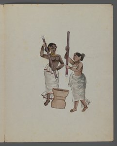 Hintlileri farklı mesleklerden gösteren dokuz resimden biri (kağıt üzerinde wc) by Indian School