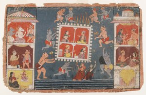 Dağınık Bhagavata Purana Serisinden bir sayfa, c.1610-1650 (kağıt üzerinde opak wc) by Indian School