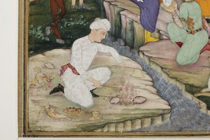 Av sırasında piknik, detay, c.1615 (kağıt üzerinde opak wc) by Indian School