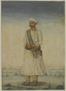 Bir Adamın Portresi (kağıt üzerine sulu boya) by Indian School