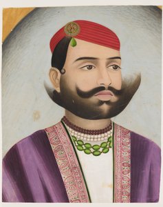 Bir adamın portresi, muhtemelen 20. yüzyılın başları (karton üzerine guaş) by Indian School