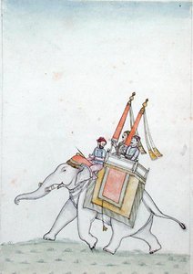 Bir file binen bir prens portresi, 19. yüzyılın başlarında (kağıt üzerine suluboya) by Indian School