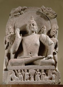 Oturan Bodhisattva, Mathura (kırmızı kumtaşı) by Indian School