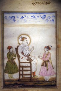 Şah Cihan görevlileri ile oturmuş by Indian School