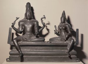 Shiva ve Parvati, Chola Hanedanlığı, c.846 (bronz) by Indian School