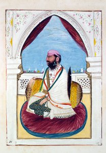 Sirdar Hukm Singh (Malwai), The Kingdom of the Punjab, its Rulers and Chiefs, cilt II, kimliği belirsiz bir Hintli sanatçının 30 suluboya çalışması, c.1840 (kağıt üzerinde wc) by Indian School