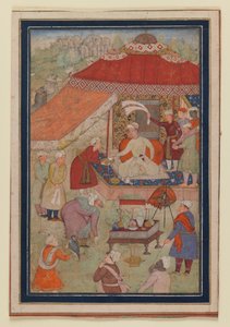 Çadır Kampı, 1580-1595 (kağıt üzerinde opak wc ve altın) by Indian School