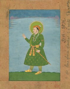 4. Babür İmparatoru Cihangir (1605-1627), c. 17. yüzyılın başlarında minyatür resim (kahverengi kağıt üzerinde mürekkep ve pigmentler) by Indian School