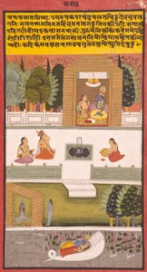 Sekizinci Ay: Asadha, 1730 (kağıt üzerinde opak wc ve altın) by Indian School