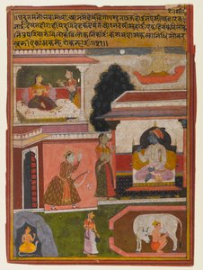 Arzuları Belli Olan Kahraman, Rasikapriya Serisinden Sayfa, c.1660-1690 (kağıt üzerinde opak wc ve altın) by Indian School