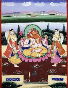 Tanrısal Ganesha (Ganesh veya Ganapati), Shiva ve Parvati